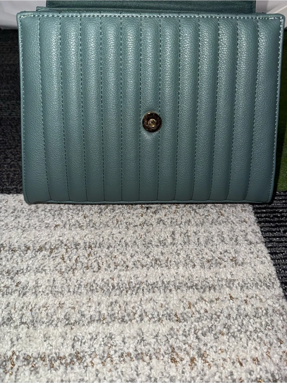 Crossi Quilted Top-Handle Satchel in Light Blue
